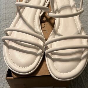 NIB J.Crew Factory white tubular strap sandals, size 9